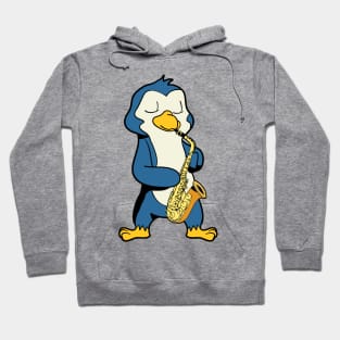 Cartoon penguin playing saxophone Hoodie